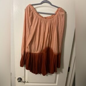 Free People Coral Ruffle Blouse